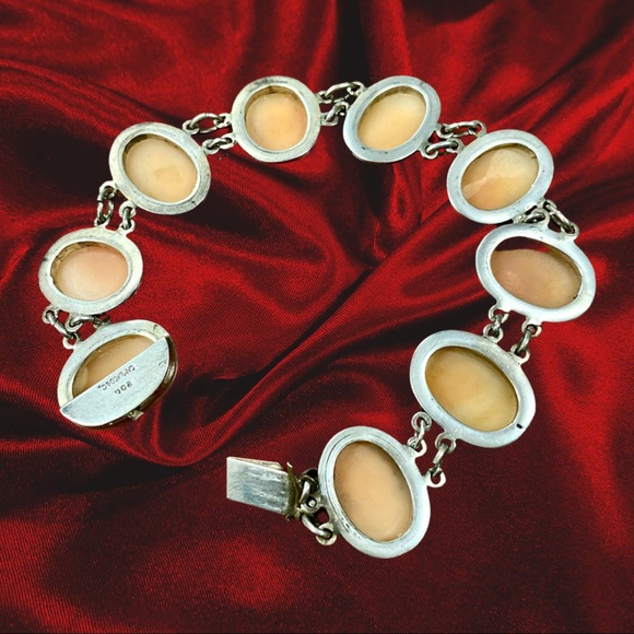 Vintage .800 Silver Cameo Bracelet 7.25” - Picture 2 of 4